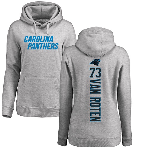 Carolina Panthers Ash Women Greg Van Roten Backer NFL Football #73 Pullover Hoodie Sweatshirts->nfl t-shirts->Sports Accessory